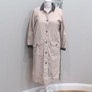 Vintage LL BEAN Khaki Cotton trench coat with wool lining Petite Small